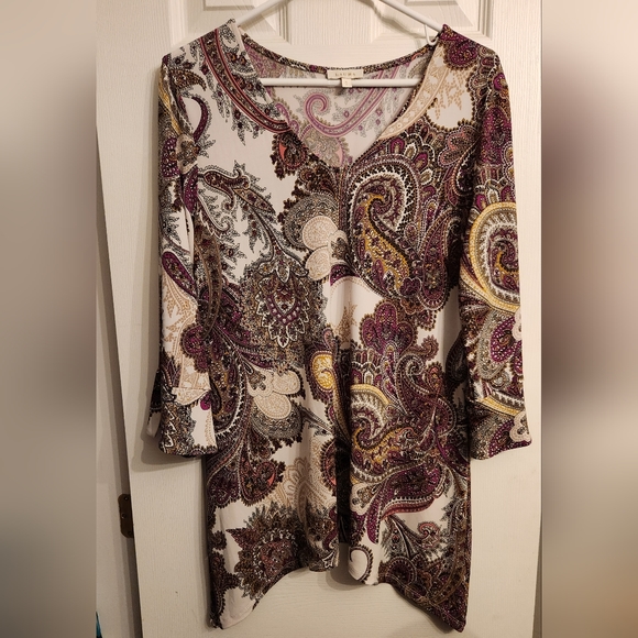 Pink Paisley Tunic 3/4 sleeves - Picture 1 of 6